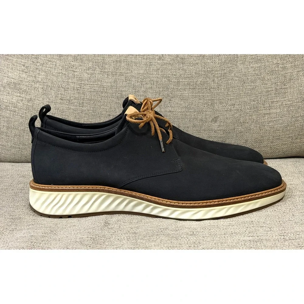 ECCO ST.1 Hybrid Lite Plain Toe Derby Shoes Navy Nubuck Mens 13 Made in Portugal